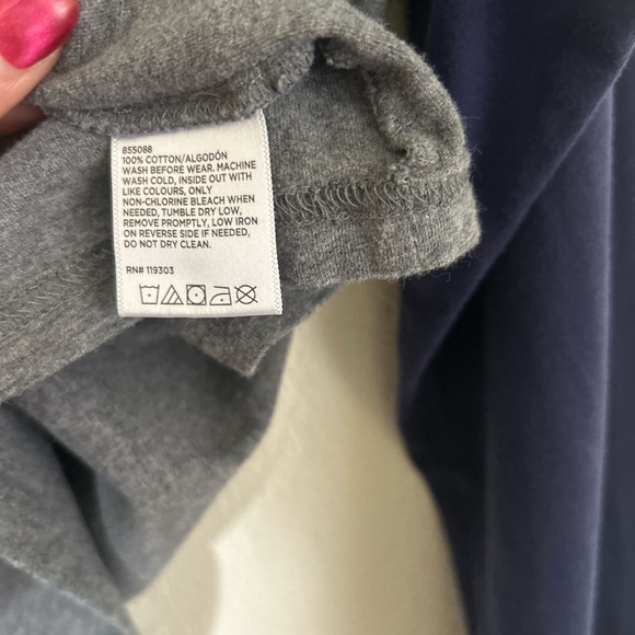 Haggar Men's Long Sleeve Baseball Tee Heather Gray and Navy Blue Size Large - Picture 3 of 7